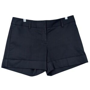 Express Womens Black Cuffed Tailored Chino Shorts Mid Rise Size 4